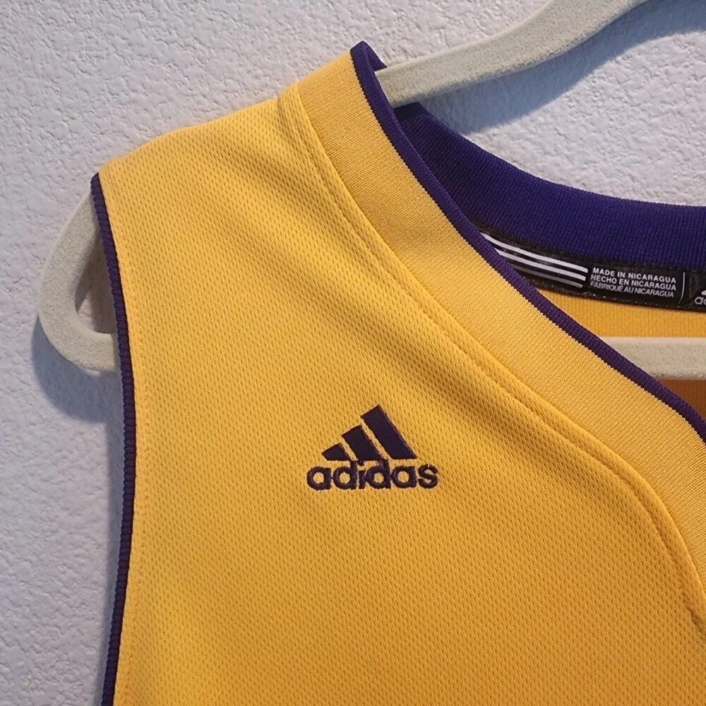 Kobe Bryant 24 Los Angeles Lakers Gold Purple Adidas NBA Jersey Mens 3XL
